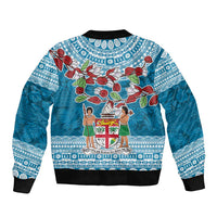 Fijian Tagimoucia Flowers Sleeve Zip Bomber Jacket Christmas Coquette bow