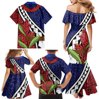 Samoan Ula Fala Flowers Family Matching Mermaid Dress and Hawaiian Shirt Christmas Santa Belt LT9 - Polynesian Pride