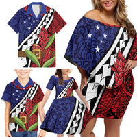 Samoan Ula Fala Flowers Family Matching Off Shoulder Short Dress and Hawaiian Shirt Christmas Santa Belt LT9 - Polynesian Pride