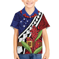 Samoan Ula Fala Flowers Family Matching Puletasi and Hawaiian Shirt Christmas Santa Belt LT9 Son's Shirt Red - Polynesian Pride