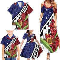 Samoan Ula Fala Flowers Family Matching Summer Maxi Dress and Hawaiian Shirt Christmas Santa Belt LT9 - Polynesian Pride