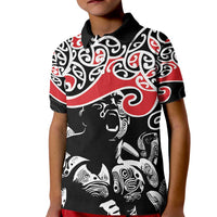 Aotearoa Toitu Te Tiriti Kid Polo Shirt New Zealand Stand Together Stand Stronger LT9 Kid Black - Polynesian Pride