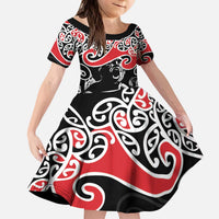 Aotearoa Toitu Te Tiriti Kid Short Sleeve Dress New Zealand Stand Together Stand Stronger LT9 KID Black - Polynesian Pride
