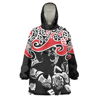 Aotearoa Toitu Te Tiriti Wearable Blanket Hoodie New Zealand Stand Together Stand Stronger LT9 One Size Black - Polynesian Pride