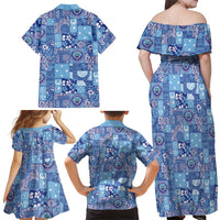 Federated States of Micronesia Merry Christmas Family Matching Off Shoulder Maxi Dress and Hawaiian Shirt Pacific Patchwork Xmas Vibes LT9 - Polynesian Pride