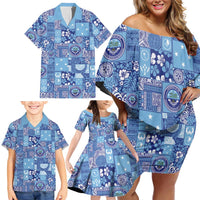 Federated States of Micronesia Merry Christmas Family Matching Off Shoulder Short Dress and Hawaiian Shirt Pacific Patchwork Xmas Vibes LT9 - Polynesian Pride