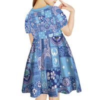 Federated States of Micronesia Merry Christmas Kid Short Sleeve Dress Pacific Patchwork Xmas Vibes - Polynesian Pride