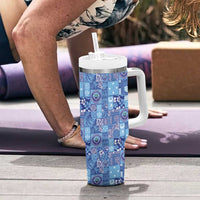 Federated States of Micronesia Merry Christmas Tumbler With Handle Pacific Patchwork Xmas Vibes - Polynesian Pride