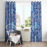 Federated States of Micronesia Merry Christmas Window Curtain Pacific Patchwork Xmas Vibes - Polynesian Pride
