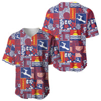 Kiribati Tekeraoi n te Kiritimati Baseball Jersey Pacific Patchwork Xmas Vibes - Polynesian Pride