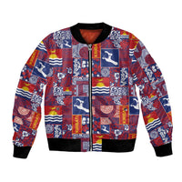 Kiribati Tekeraoi n te Kiritimati Bomber Jacket Pacific Patchwork Xmas Vibes LT9 Unisex Red - Polynesian Pride