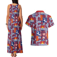 Kiribati Tekeraoi n te Kiritimati Couples Matching Tank Maxi Dress and Hawaiian Shirt Pacific Patchwork Xmas Vibes - Polynesian Pride