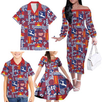 Kiribati Tekeraoi n te Kiritimati Family Matching Off The Shoulder Long Sleeve Dress and Hawaiian Shirt Pacific Patchwork Xmas Vibes LT9 - Polynesian Pride