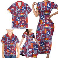 Kiribati Tekeraoi n te Kiritimati Family Matching Short Sleeve Bodycon Dress and Hawaiian Shirt Pacific Patchwork Xmas Vibes LT9 - Polynesian Pride