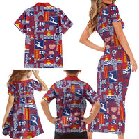 Kiribati Tekeraoi n te Kiritimati Family Matching Short Sleeve Bodycon Dress and Hawaiian Shirt Pacific Patchwork Xmas Vibes LT9 - Polynesian Pride