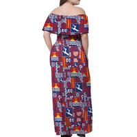 Kiribati Tekeraoi n te Kiritimati Off Shoulder Maxi Dress Pacific Patchwork Xmas Vibes LT9 - Polynesian Pride
