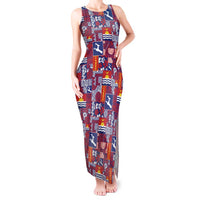 Kiribati Tekeraoi n te Kiritimati Tank Maxi Dress Pacific Patchwork Xmas Vibes LT9 Women Red - Polynesian Pride