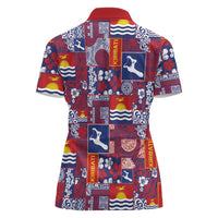 Kiribati Tekeraoi n te Kiritimati Women Polo Shirt Pacific Patchwork Xmas Vibes - Polynesian Pride
