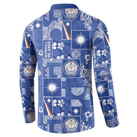 Marshall Islands Merry Christmas Button Sweatshirt Pacific Patchwork Xmas Vibes - Polynesian Pride