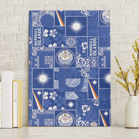 Marshall Islands Merry Christmas Canvas Wall Art Pacific Patchwork Xmas Vibes LT9 Without Frame Blue - Polynesian Pride