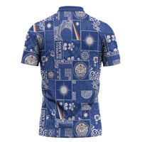 Marshall Islands Merry Christmas Zipper Polo Shirt Pacific Patchwork Xmas Vibes - Polynesian Pride