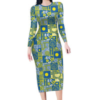 Palau Ungil Kurismas Family Matching Long Sleeve Bodycon Dress and Hawaiian Shirt Pacific Patchwork Xmas Vibes - Polynesian Pride