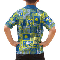 Palau Ungil Kurismas Family Matching Off Shoulder Maxi Dress and Hawaiian Shirt Pacific Patchwork Xmas Vibes - Polynesian Pride