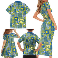 Palau Ungil Kurismas Family Matching Short Sleeve Bodycon Dress and Hawaiian Shirt Pacific Patchwork Xmas Vibes - Polynesian Pride