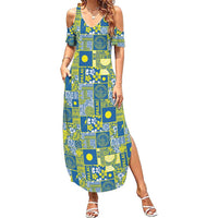 Palau Ungil Kurismas Family Matching Summer Maxi Dress and Hawaiian Shirt Pacific Patchwork Xmas Vibes - Polynesian Pride