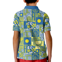 Palau Ungil Kurismas Kid Polo Shirt Pacific Patchwork Xmas Vibes - Polynesian Pride