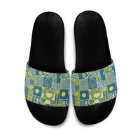 Palau Ungil Kurismas Slide Sandals Pacific Patchwork Xmas Vibes - Polynesian Pride
