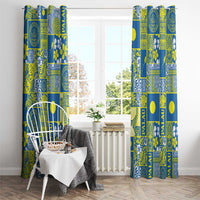 Palau Ungil Kurismas Window Curtain Pacific Patchwork Xmas Vibes - Polynesian Pride