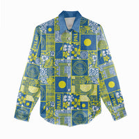 Palau Ungil Kurismas Women Casual Shirt Pacific Patchwork Xmas Vibes LT9 - Polynesian Pride