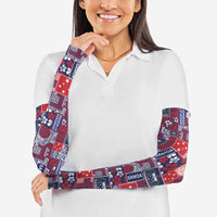 Red Samoa Manuia Le Kerisimasi Arm Sleeves Pacific Patchwork Xmas Vibes - Polynesian Pride