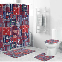 Red Samoa Manuia Le Kerisimasi Bathroom Set Pacific Patchwork Xmas Vibes LT9 Bathroom Set (4 pcs) Red - Polynesian Pride