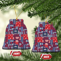 Red Samoa Manuia Le Kerisimasi Ceramic Ornament Pacific Patchwork Xmas Vibes - Polynesian Pride