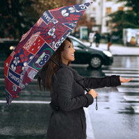 Red Samoa Manuia Le Kerisimasi Umbrella Pacific Patchwork Xmas Vibes - Polynesian Pride
