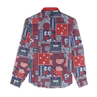Red Samoa Manuia Le Kerisimasi Women Casual Shirt Pacific Patchwork Xmas Vibes - Polynesian Pride