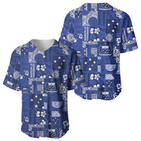 Blue Samoa Manuia Le Kerisimasi Baseball Jersey Pacific Patchwork Xmas Vibes - Polynesian Pride