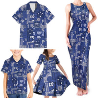 Blue Samoa Manuia Le Kerisimasi Family Matching Tank Maxi Dress and Hawaiian Shirt Pacific Patchwork Xmas Vibes - Polynesian Pride