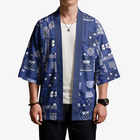 Blue Samoa Manuia Le Kerisimasi Kimono Pacific Patchwork Xmas Vibes LT9 - Polynesian Pride