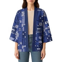 Blue Samoa Manuia Le Kerisimasi Kimono Pacific Patchwork Xmas Vibes LT9 - Polynesian Pride