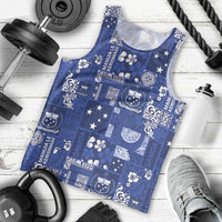 Blue Samoa Manuia Le Kerisimasi Men Tank Top Pacific Patchwork Xmas Vibes - Polynesian Pride