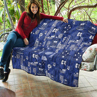 Blue Samoa Manuia Le Kerisimasi Quilt Pacific Patchwork Xmas Vibes - Polynesian Pride