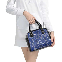 Blue Samoa Manuia Le Kerisimasi Shoulder Handbag Pacific Patchwork Xmas Vibes - Polynesian Pride