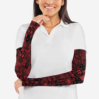 Dark Samoa Manuia Le Kerisimasi Arm Sleeves Pacific Patchwork Xmas Vibes - Polynesian Pride