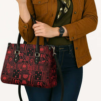Dark Samoa Manuia Le Kerisimasi Leather Bag Pacific Patchwork Xmas Vibes - Polynesian Pride