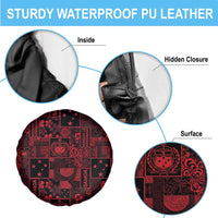 Dark Samoa Manuia Le Kerisimasi Spare Tire Cover Pacific Patchwork Xmas Vibes - Polynesian Pride