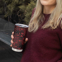 Dark Samoa Manuia Le Kerisimasi Tumbler Cup Pacific Patchwork Xmas Vibes - Polynesian Pride