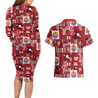 Tahiti Oaoa I Teie Noera Couples Matching Long Sleeve Bodycon Dress and Hawaiian Shirt Pacific Patchwork Xmas Vibes - Polynesian Pride